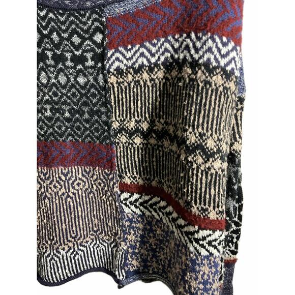 Free People Multi-Patterned Wool/Alpaca/Mohair Sweater with Cowl Neck Medium - Picture 6 of 10